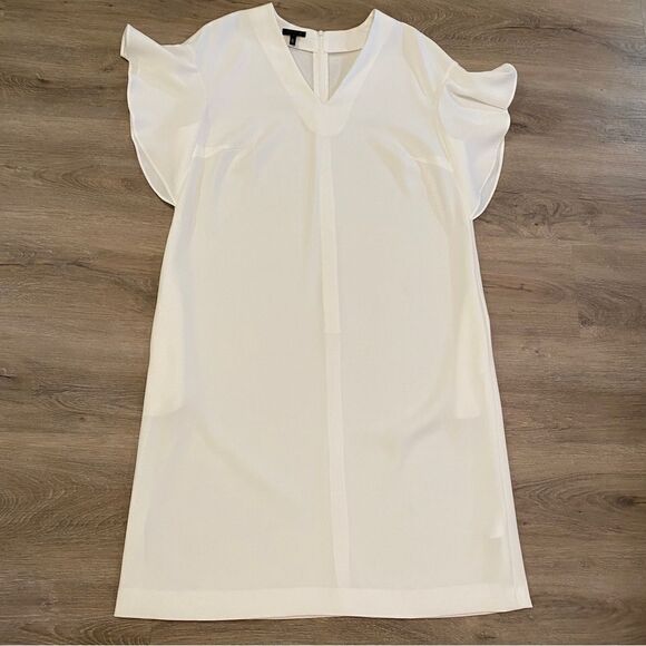 NEW ESCADA SHIFT V-NECK MIDI DRESS OFF WHITE SZ42=L - Picture 2 of 15